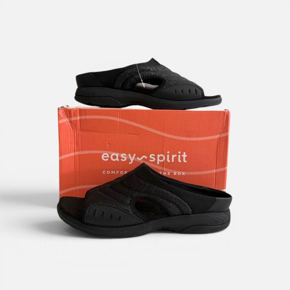 Easy Spirit Traciee 3 Black Slip On Sandal, New! Size 12